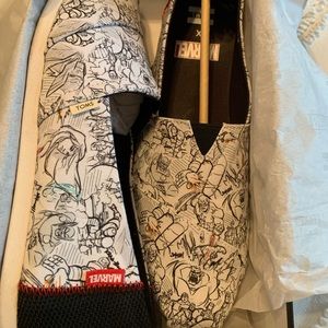 Marvel X Tom’s shoes w concept art of the Avengers